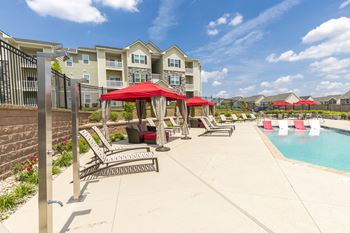 Sun deck with private cabanas